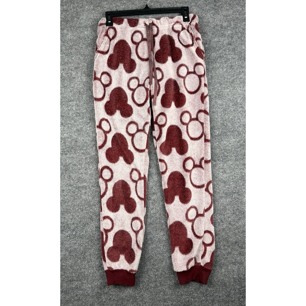 Disney Mickey Mouse Womens Small 2 Piece Fleece Pajama Lounge Set Burgundy - Picture 8 of 11